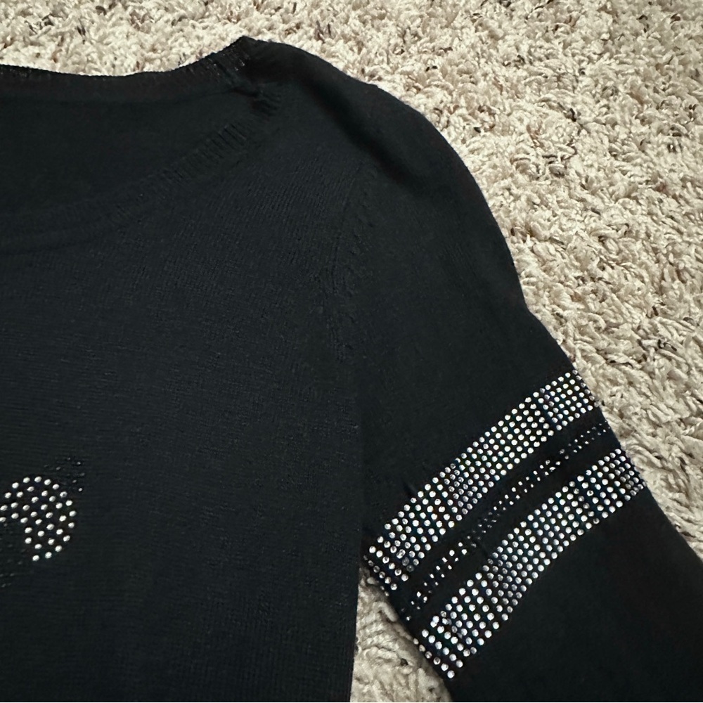 Ed Hardy Black Rhinestone Tattoo Tunic Sweater Women’s Size Small Y2K SK8 Fitted - Picture 6 of 16